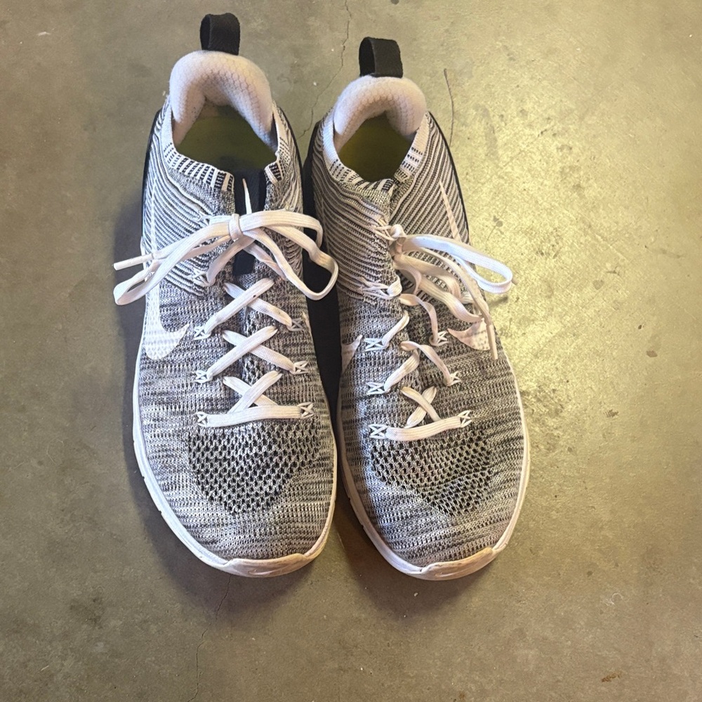 Nike Grey and White Knit Slip-On Sneakers